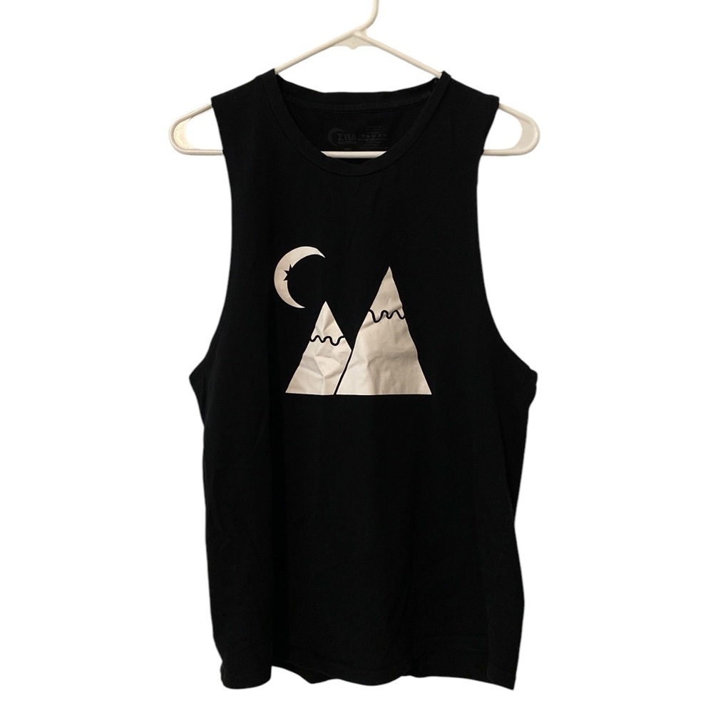 Zyia Active Mountain Moon Logo Muscle Tee Black Tank Top Size XXL Workout Gym - Picture 2 of 10